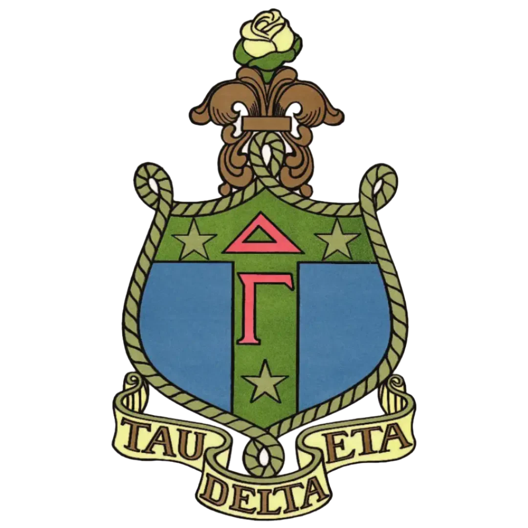 The official Delta Gamma sorority crest, representing the Delta Gamma collection of custom rugs by Sirenicate Rugs.