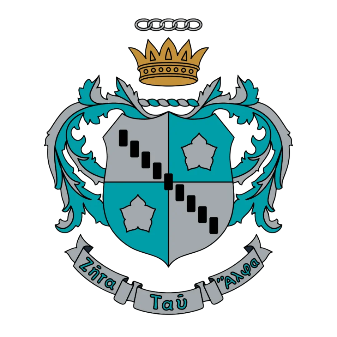 The official Zeta Tau Alpha sorority crest, representing the Zeta Tau Alpha collection of custom rugs by Sirenicate Rugs.