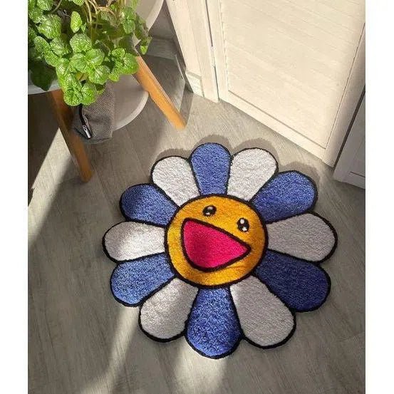 Blue Flower Rug - Custom Rug | Sirenicate Rugs