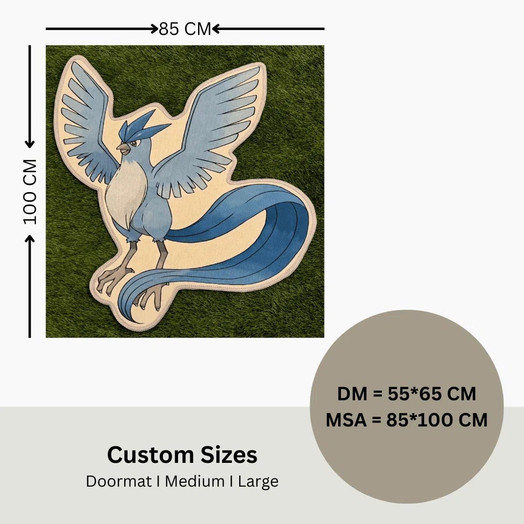 Custom Articuno Pokémon Rug - Legendary Blue Bird Design - Custom Rug | Sirenicate Rugs