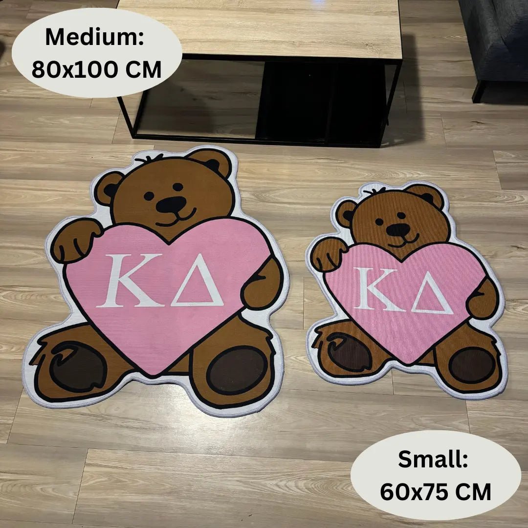 Kappa Delta Bear Custom Sorority Rug – Greek Life Decor with Heart - Custom Rug | Sirenicate Rugs