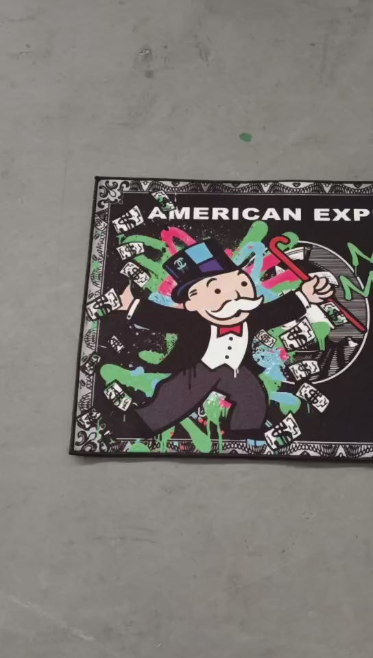 Video showcasing the 'Make Money' custom rug, demonstrating its vibrant design on the front and flipping it over to highlight the durable anti-slip backing and high-quality material for added functionality