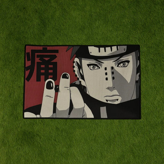 Custom Rug – Pain Rug Naruto Edition custom rug by Sirenicate Rugs, prominently displayed on a vibrant dark green turf background.